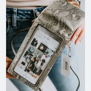 Snake skin print cellphone crossbody with clear window